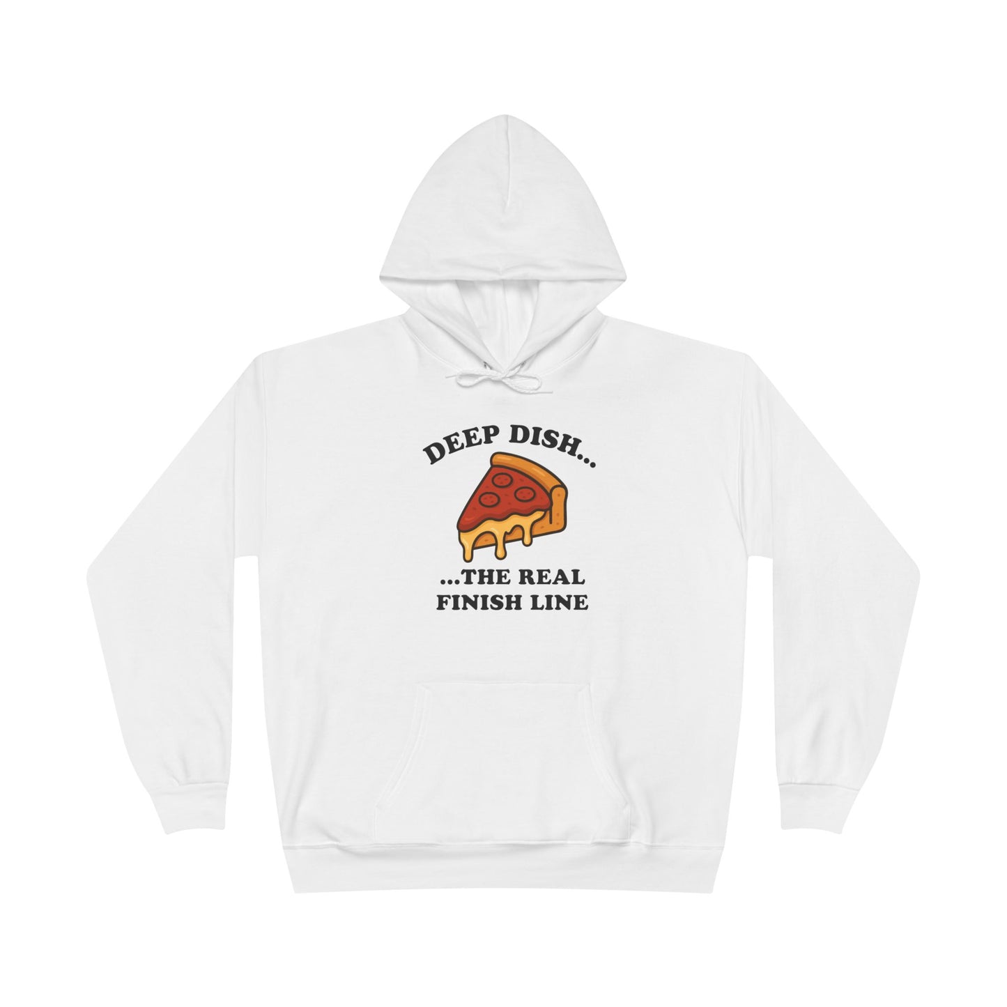 Humorous Deep Dish Running Hoodie, Unisex EcoSmart Pullover Sweatshirt, Perfect for Food Lovers, Running Events