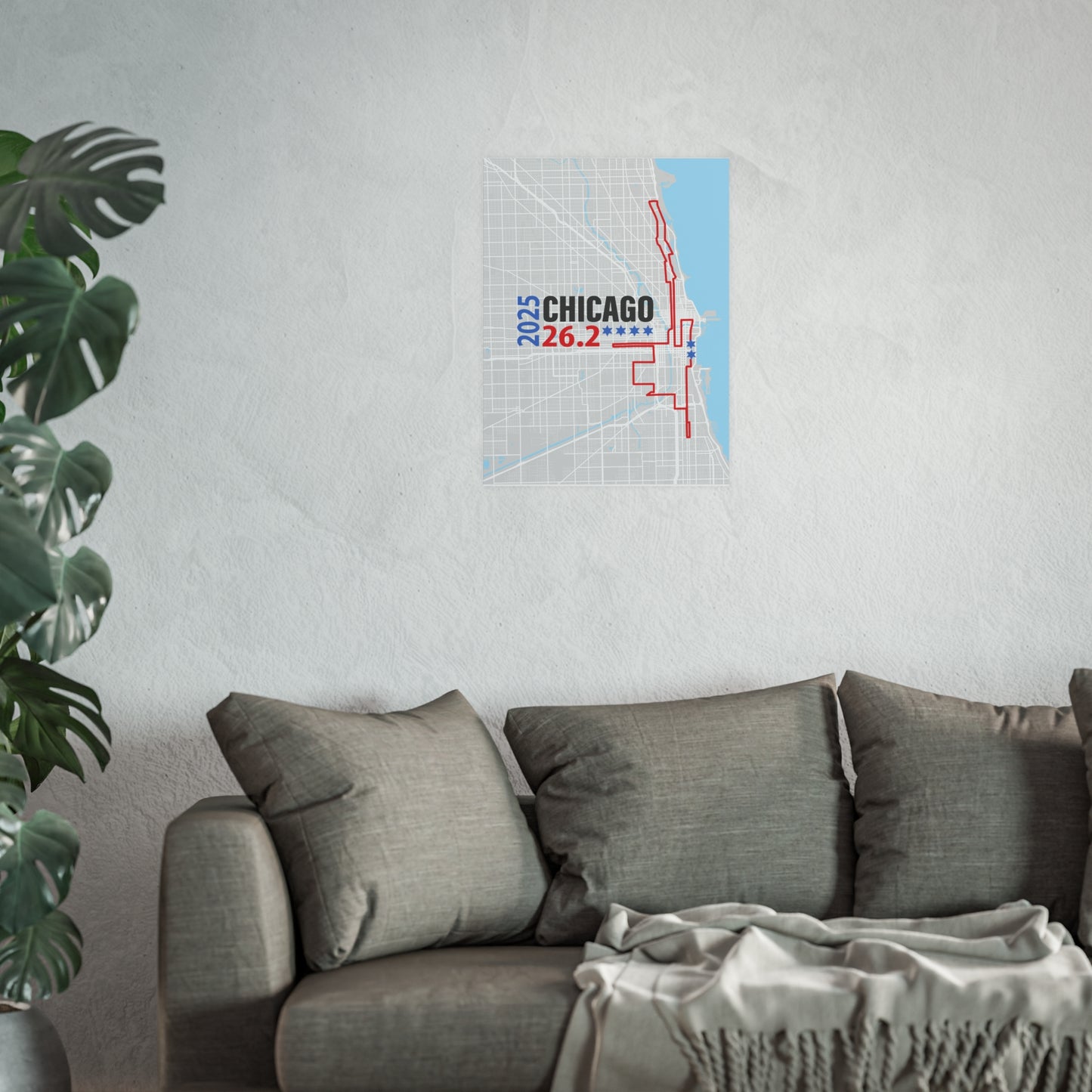 2025 Chicago 26.2 Map Poster, Running Decor, Gift for Runners, Sporty Home Art, Fitness Motivation Wall Art