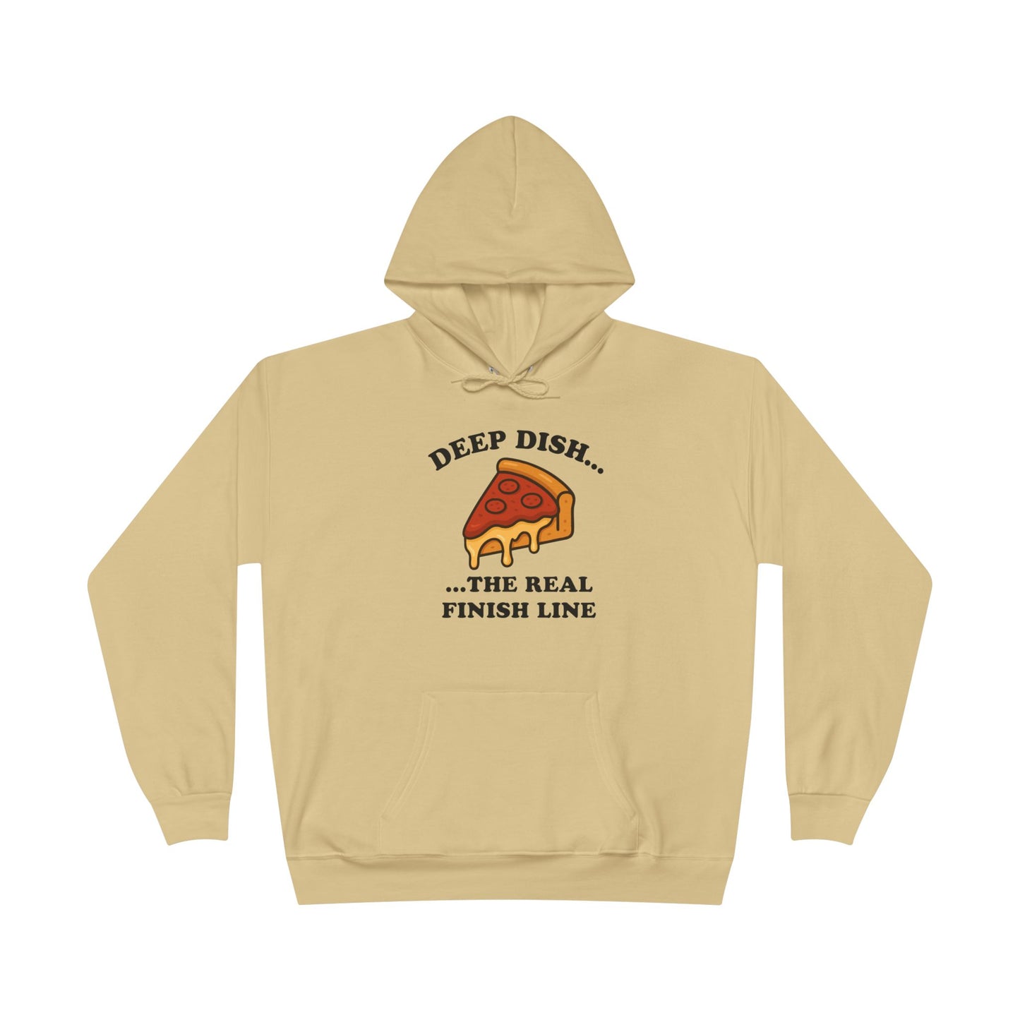 Humorous Deep Dish Running Hoodie, Unisex EcoSmart Pullover Sweatshirt, Perfect for Food Lovers, Running Events