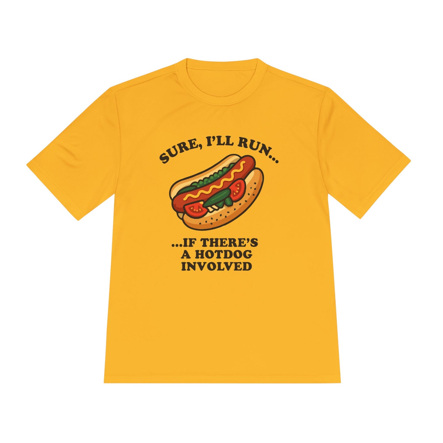 Funny Chicago Hot Dog Running Unisex Tee, Moisture Wicking Shirt, Marathon Training Shirt, Athletic Workout Top, Funny Foodie Shirt, Chicago
