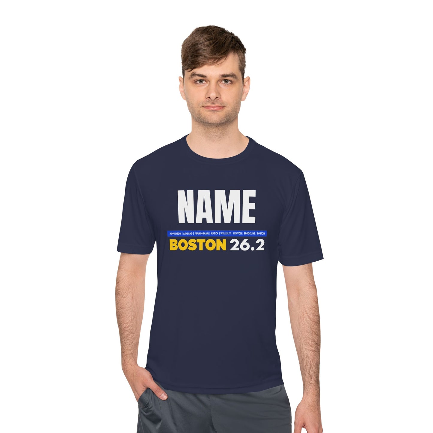 Customizable Marathon Moisture Wicking Tee, Boston, Running Shirt, Gift for Runners, Sports Apparel, Marathon Shirt, Fitness Gift