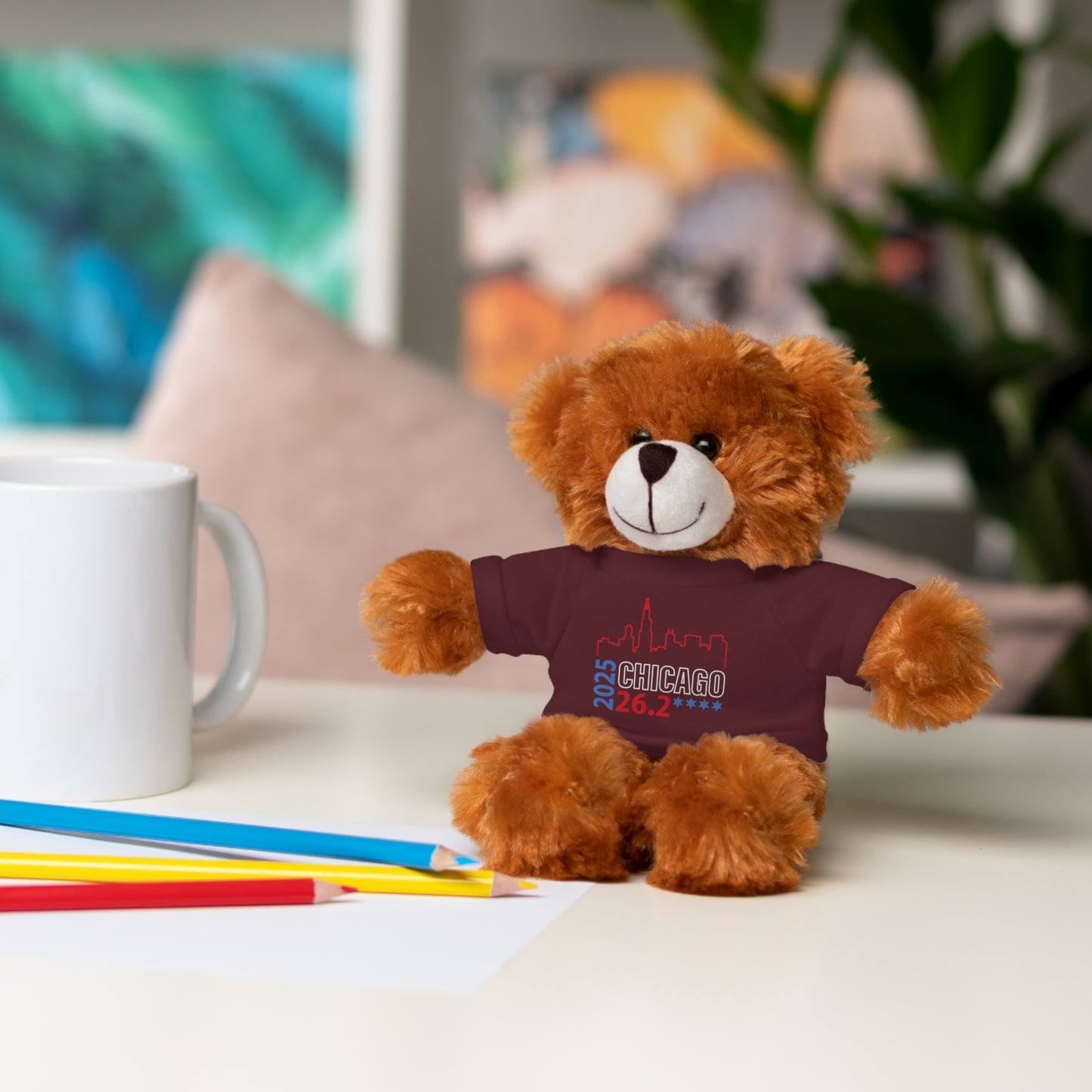 Chicago Marathon Finishers Stuffed Bear, Personalized Gift, Collector's Item, Cute Prize for Kids, Teddy Bear with Tee