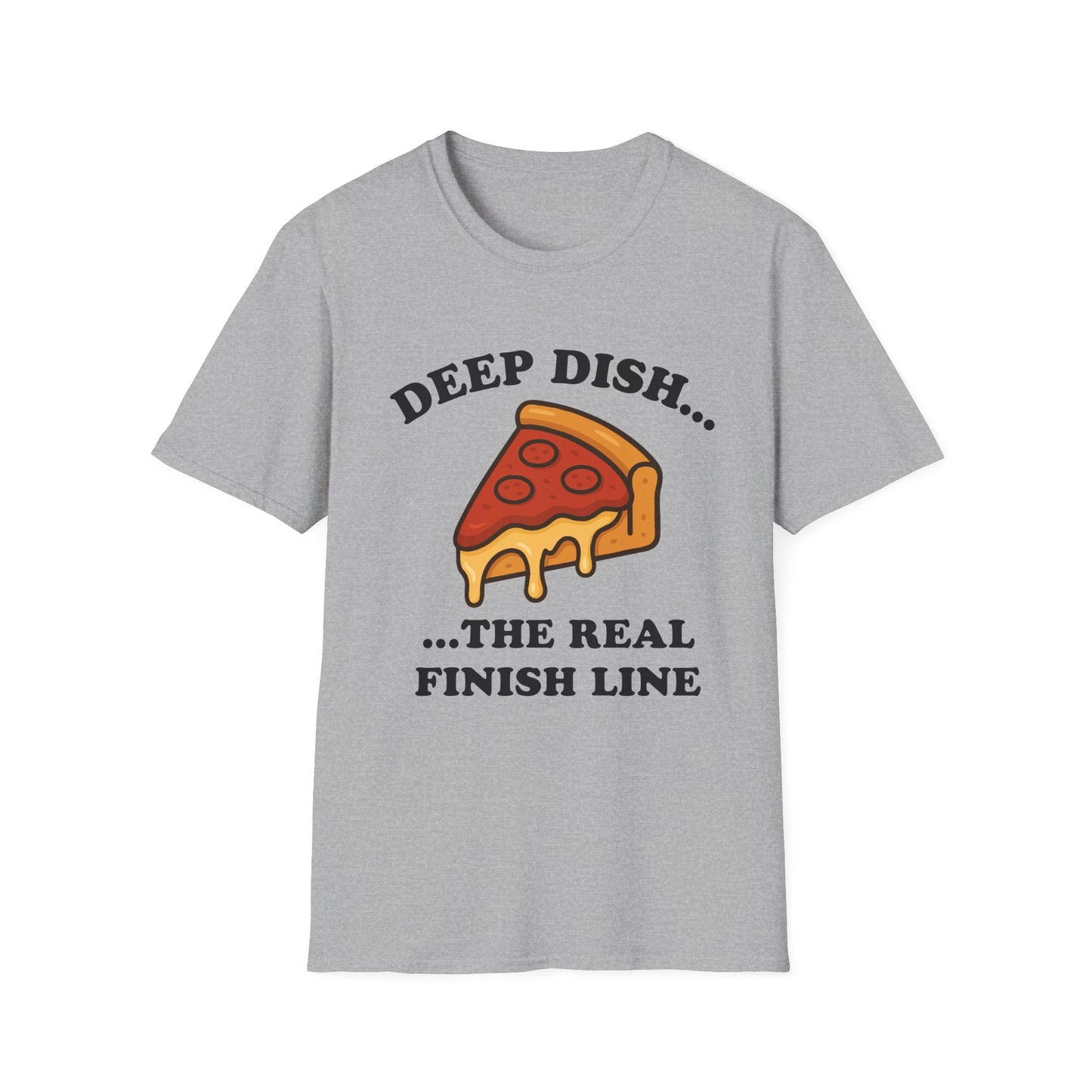 Funny Chicago Deep Dish Running T-Shirt, Unisex Tee, Foodie Apparel, BBQ Gift, Summer Top, Comfy Casual Wear