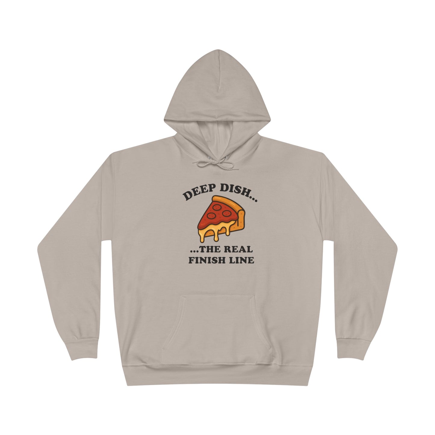 Humorous Deep Dish Running Hoodie, Unisex EcoSmart Pullover Sweatshirt, Perfect for Food Lovers, Running Events