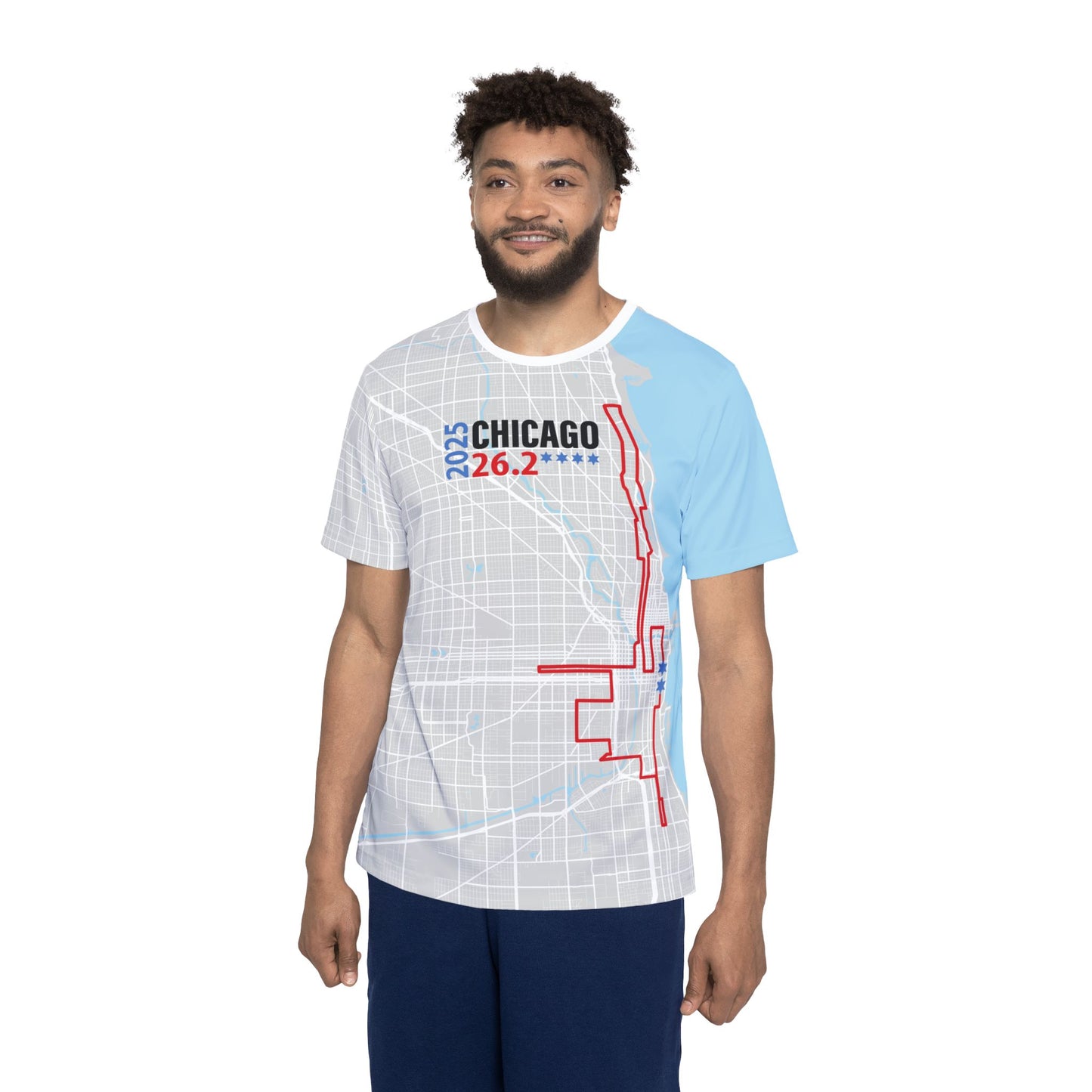 Men's 2025 Chicago 26.2 Map Sports Jersey, Running Shirt, Race Day Apparel, Fitness Top, Athletic Gear, Gift for Runners