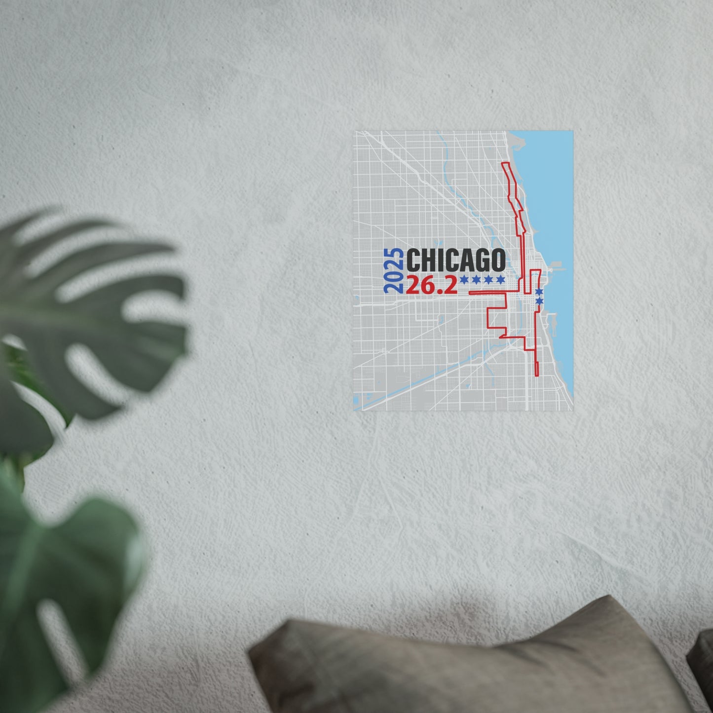 2025 Chicago 26.2 Map Poster, Running Decor, Gift for Runners, Sporty Home Art, Fitness Motivation Wall Art