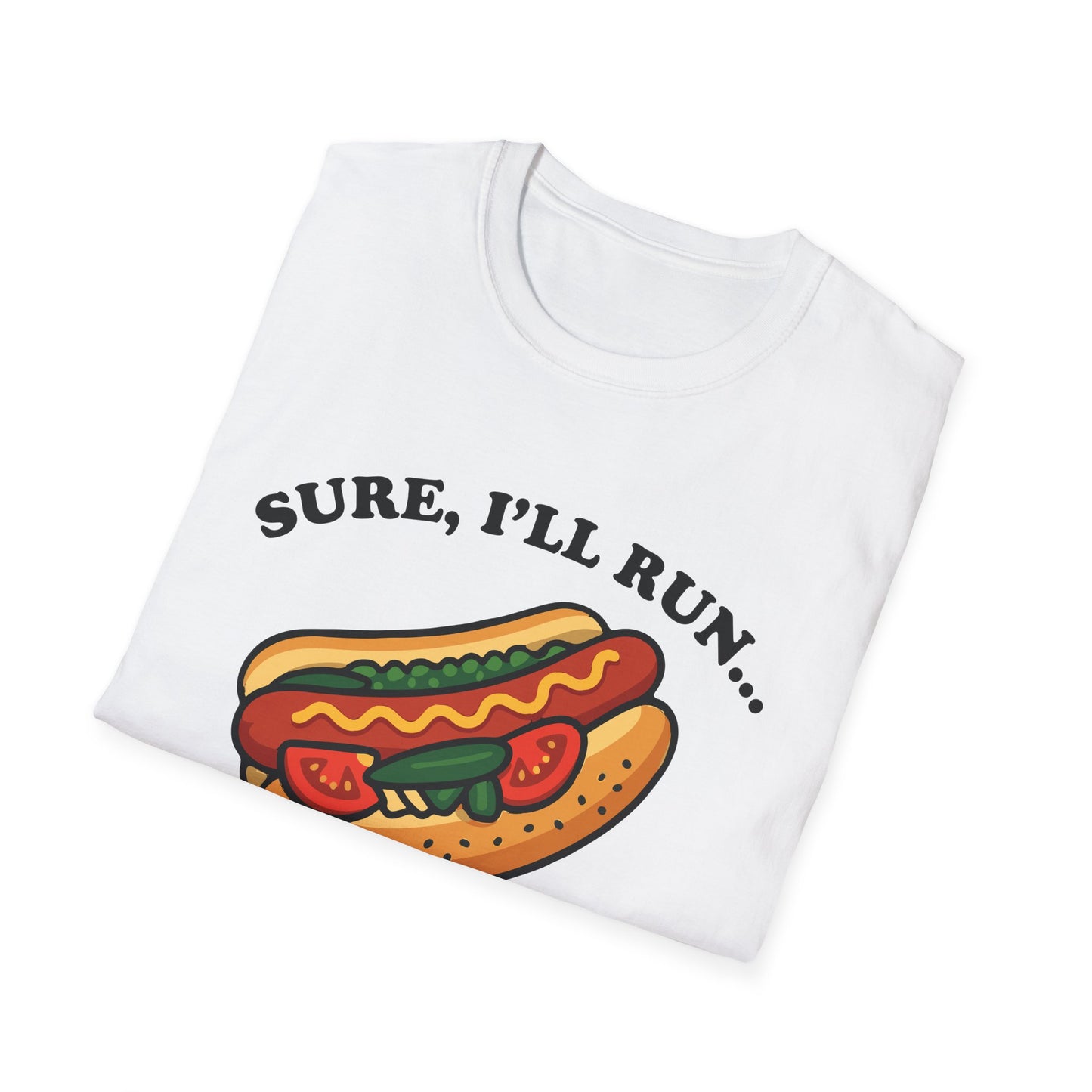 Funny Chicago Hotdog Running T-Shirt, Unisex Tee, Foodie Apparel, BBQ Gift, Summer Top, Comfy Casual Wear