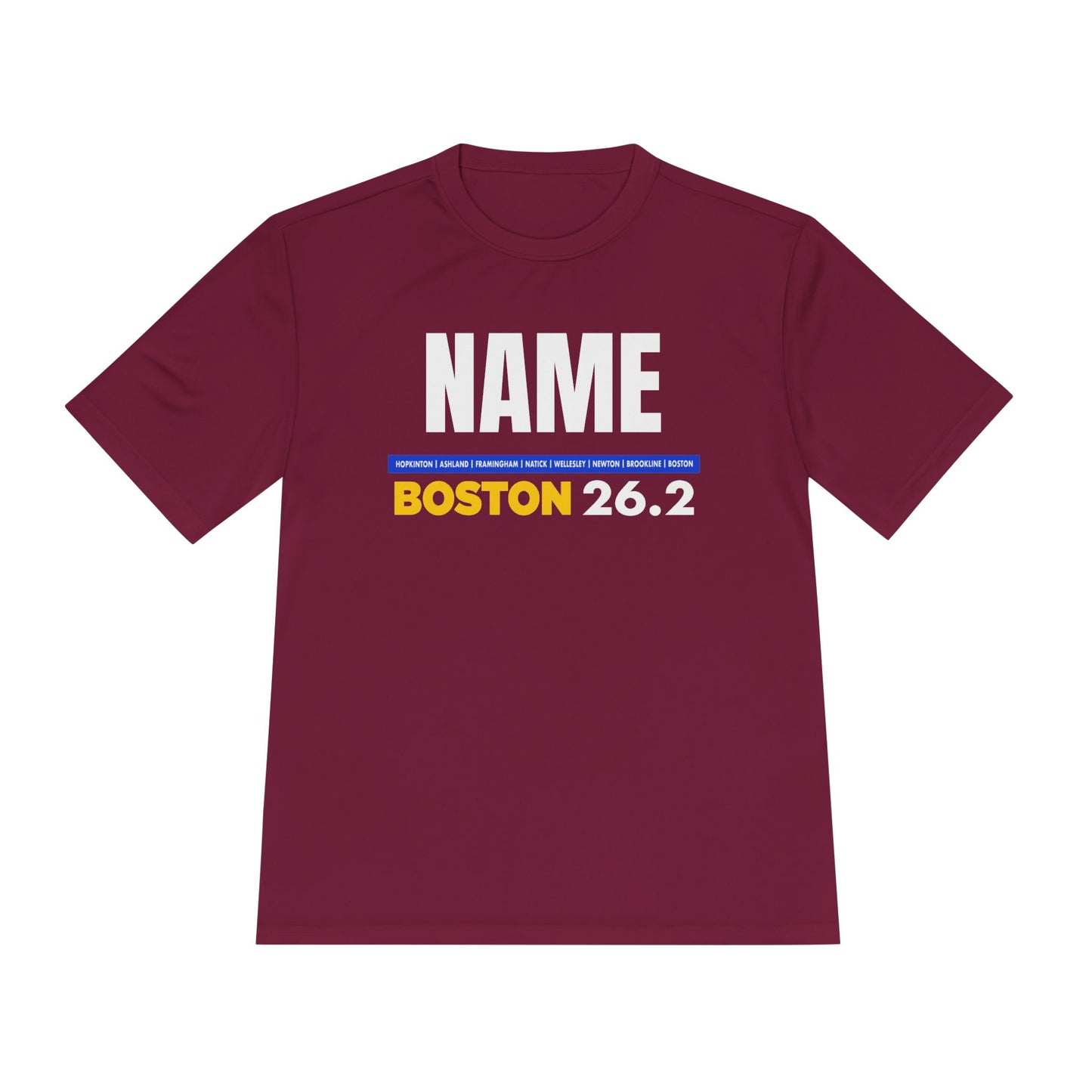 Customizable Marathon Moisture Wicking Tee, Boston, Running Shirt, Gift for Runners, Sports Apparel, Marathon Shirt, Fitness Gift