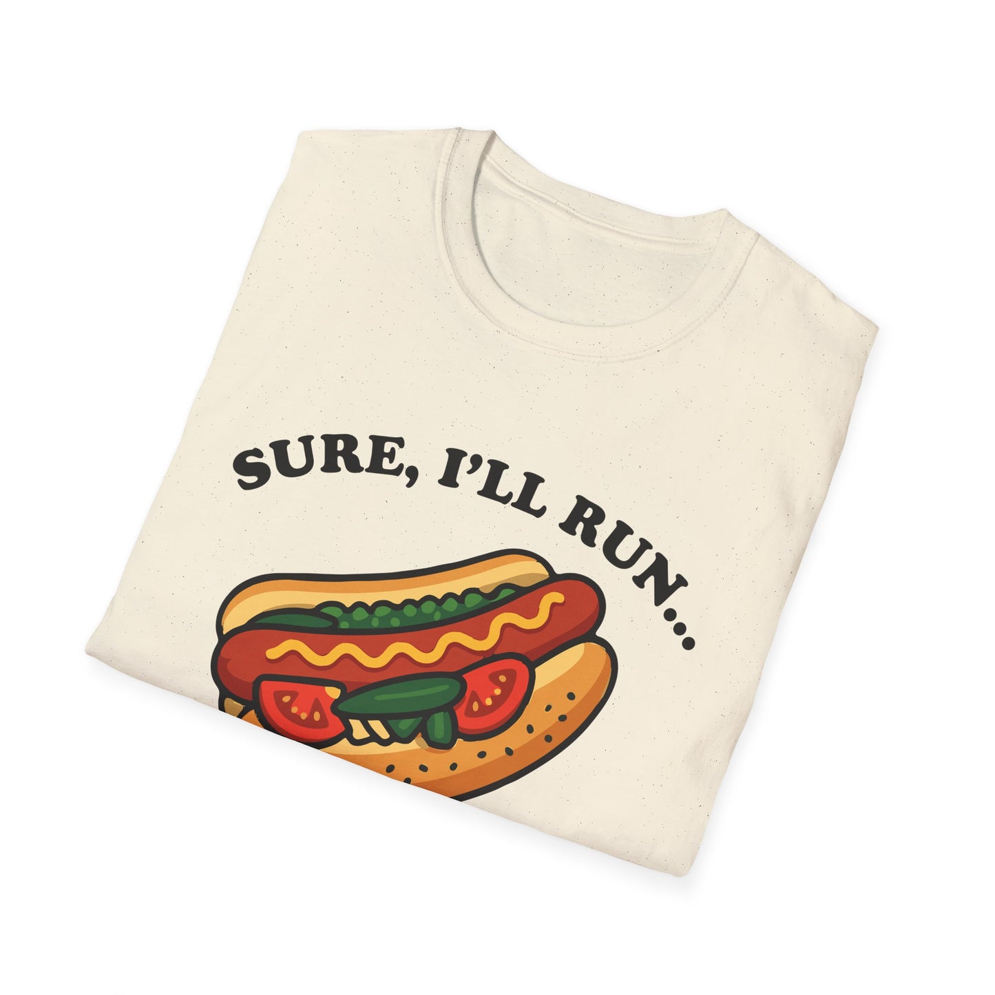 Funny Chicago Hotdog Running T-Shirt, Unisex Tee, Foodie Apparel, BBQ Gift, Summer Top, Comfy Casual Wear
