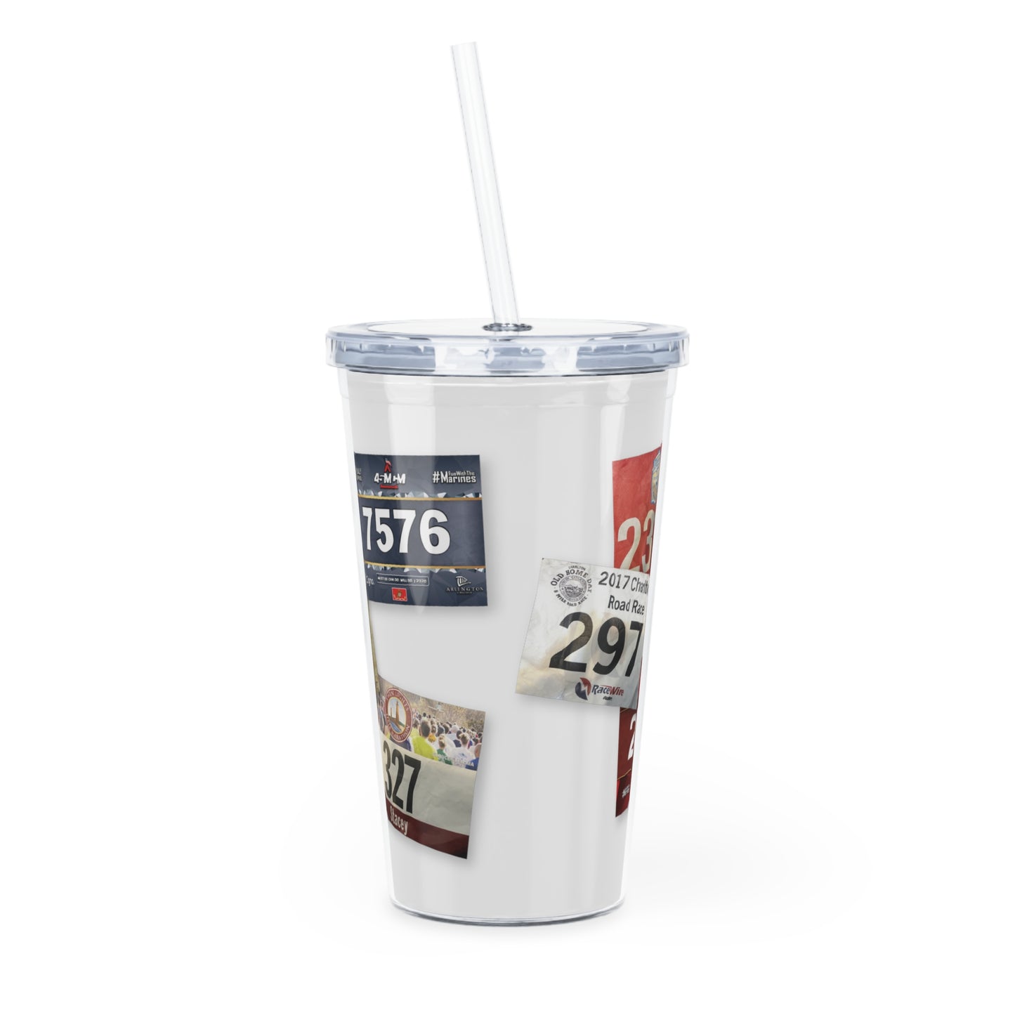 Race Bib Plastic Tumbler with Straw