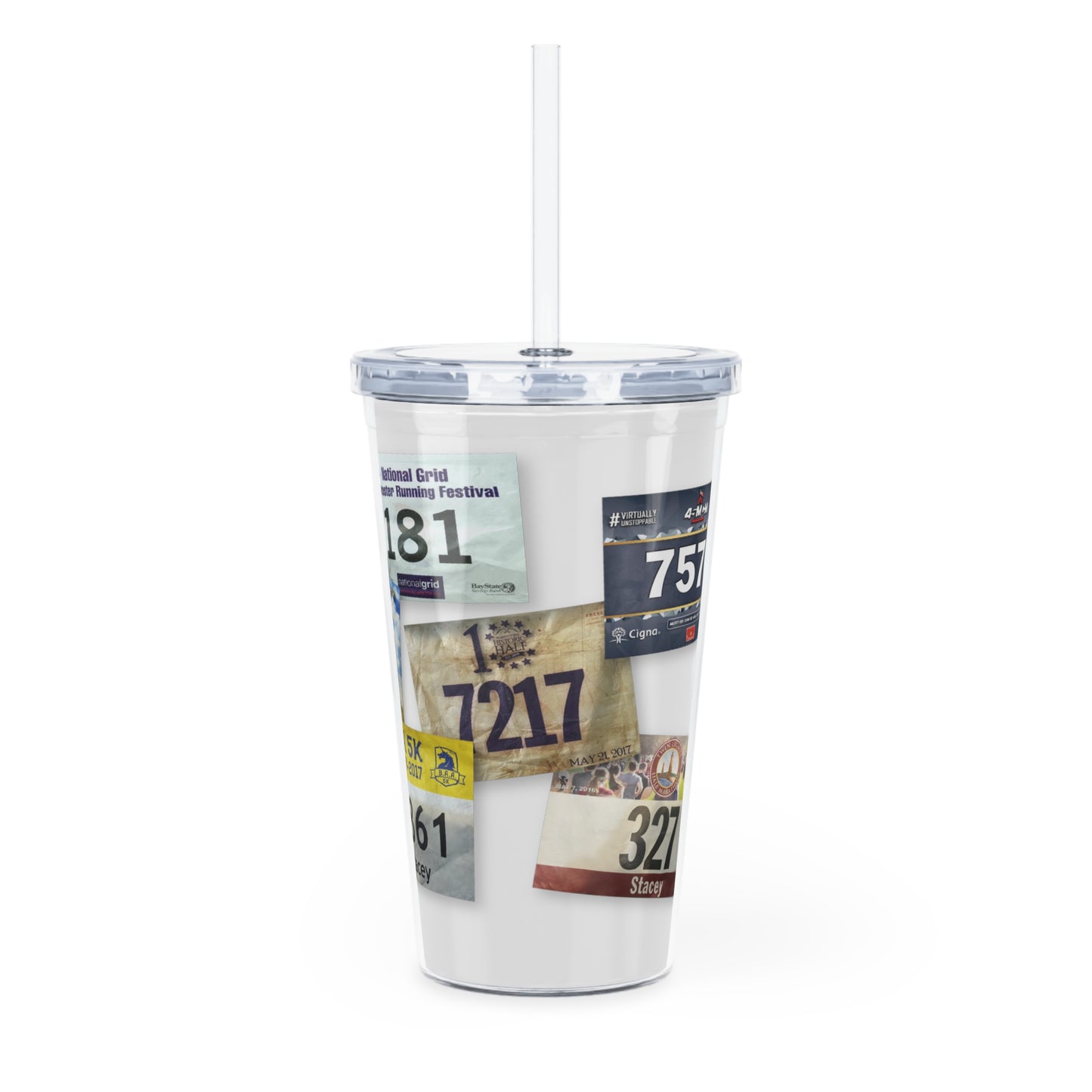 Race Bib Plastic Tumbler with Straw