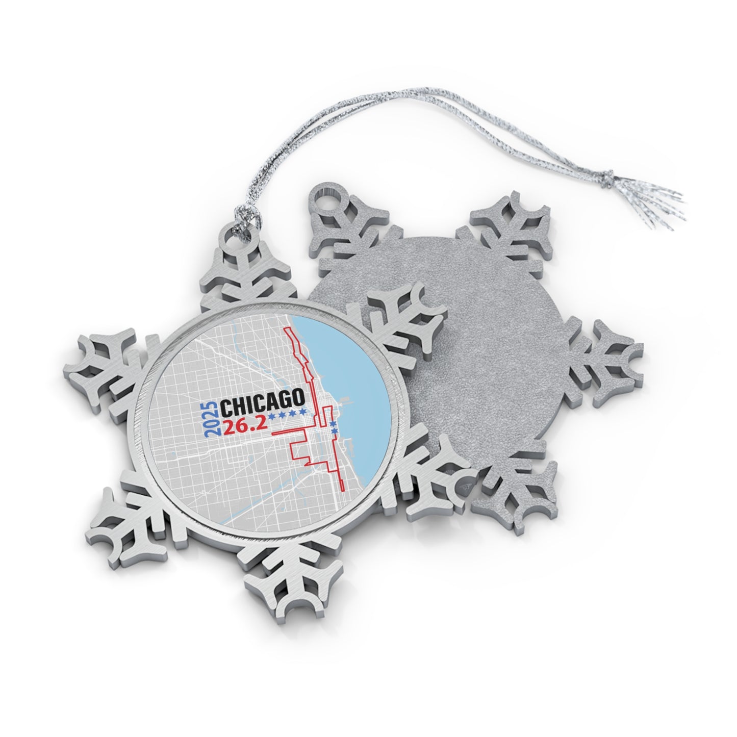 2025 Chicago 26.2 Pewter Snowflake Ornament, Winter Holiday Decor, Personalized Gift, Runner Keepsake, Festive Home Accent