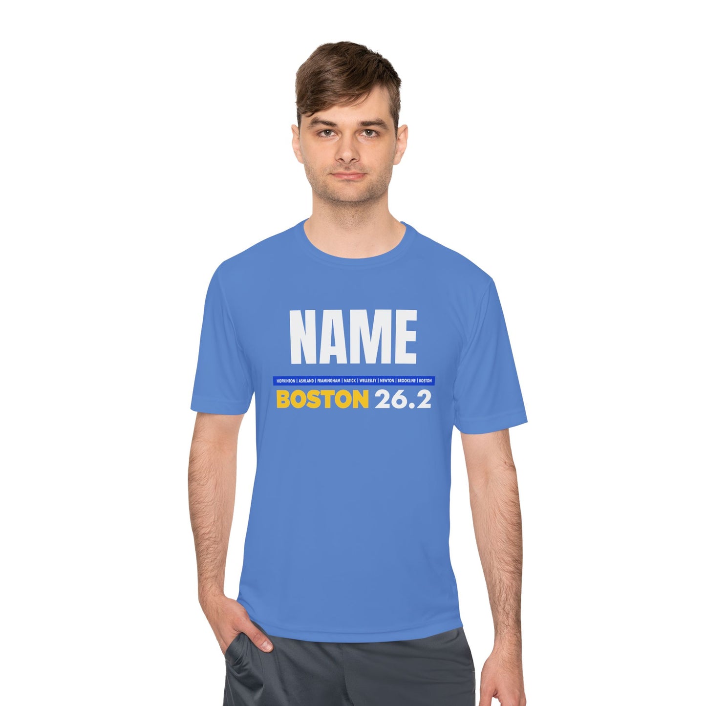 Customizable Marathon Moisture Wicking Tee, Boston, Running Shirt, Gift for Runners, Sports Apparel, Marathon Shirt, Fitness Gift