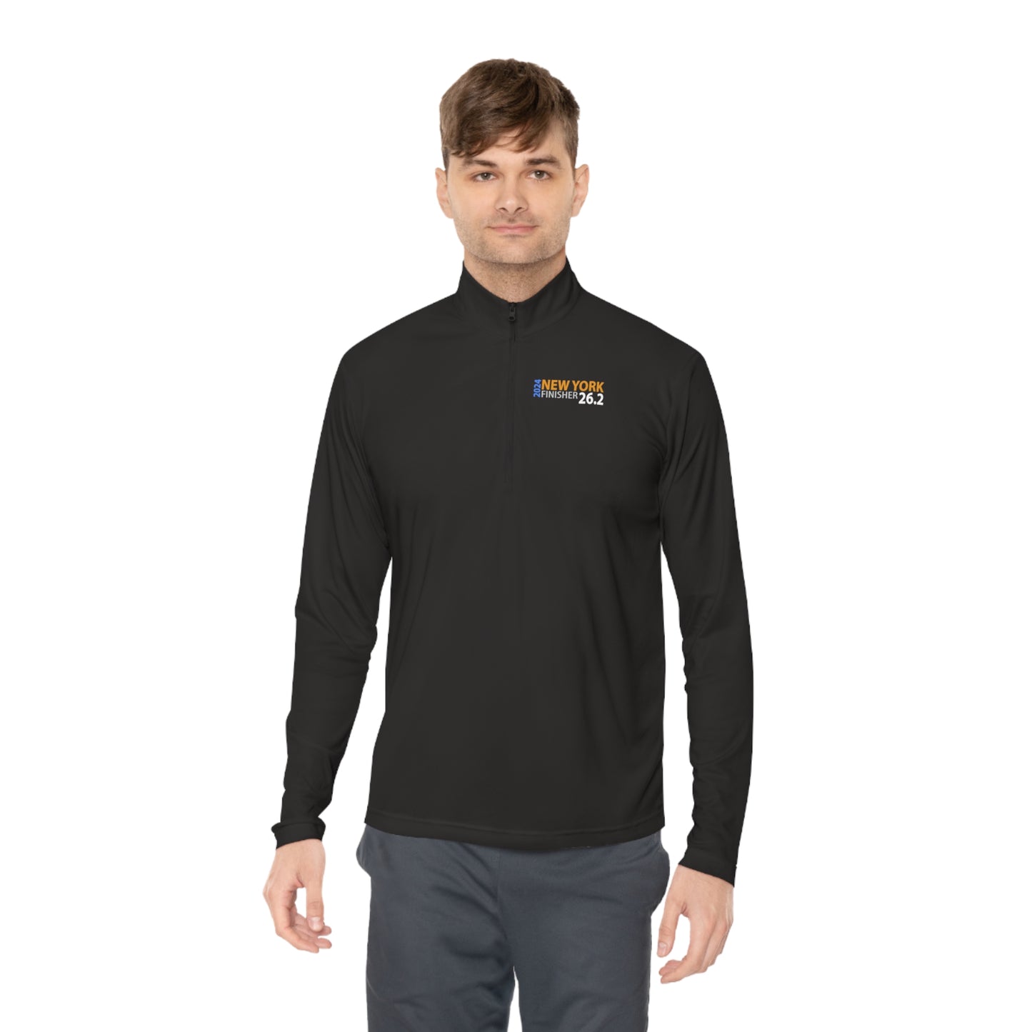 2024 NYC Finisher Unisex Quarter-Zip Pullover-Runs Large Check Size chart