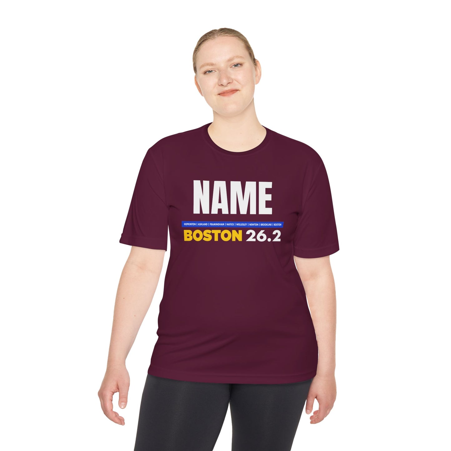 Customizable Marathon Moisture Wicking Tee, Boston, Running Shirt, Gift for Runners, Sports Apparel, Marathon Shirt, Fitness Gift