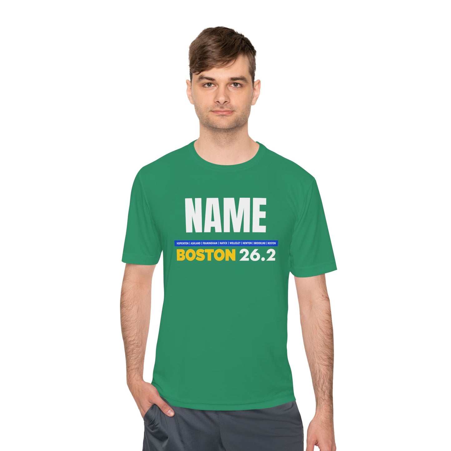 Customizable Marathon Moisture Wicking Tee, Boston, Running Shirt, Gift for Runners, Sports Apparel, Marathon Shirt, Fitness Gift