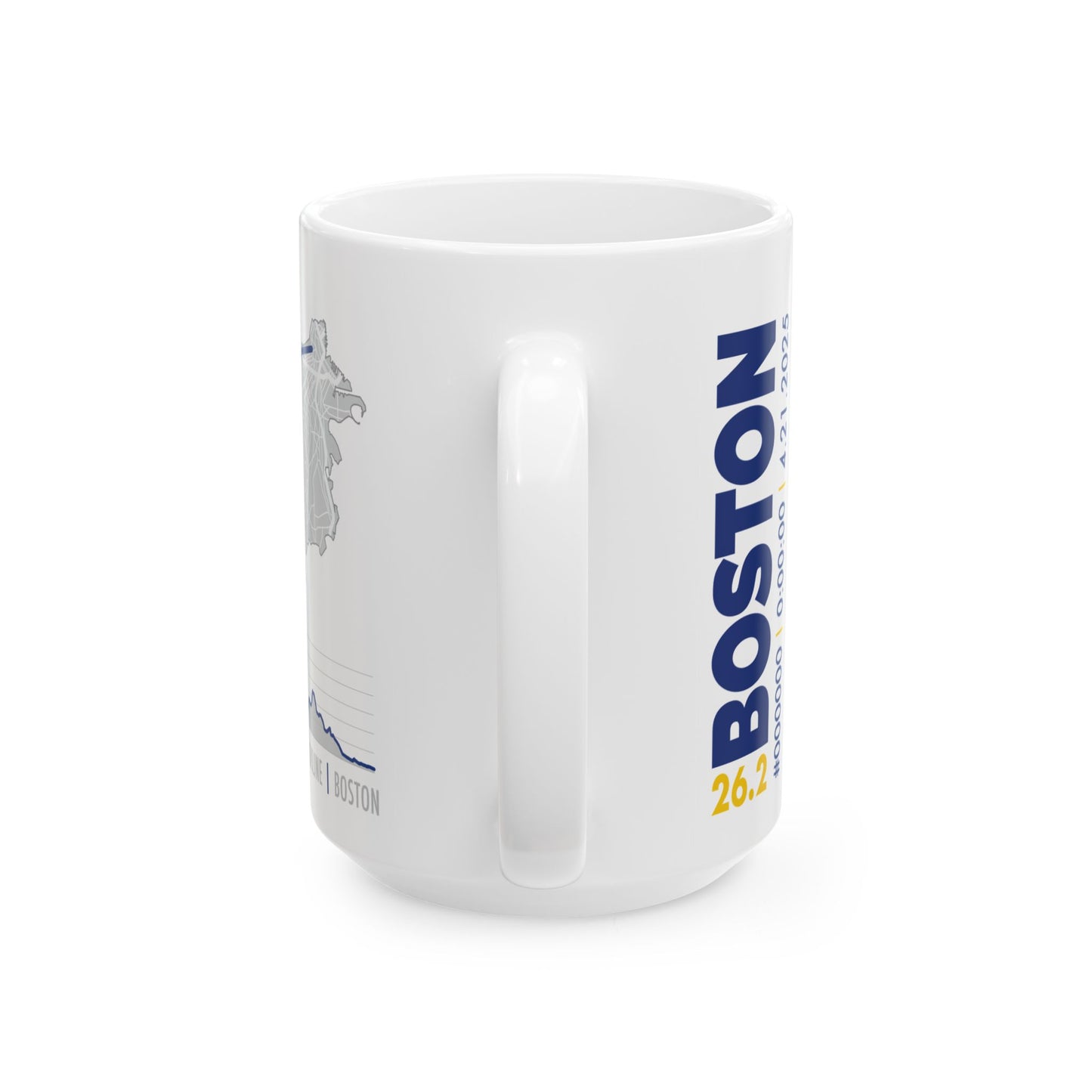 Boston 26.2 Mug, Customize with Date, Bib# and Time Ceramic Mug, 15oz - Perfect Gift for Runners, and Marathon Enthusiasts