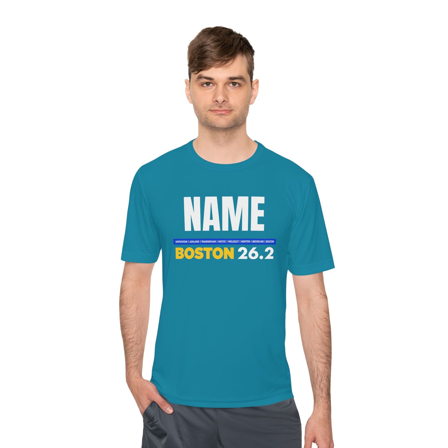 Customizable Marathon Moisture Wicking Tee, Boston, Running Shirt, Gift for Runners, Sports Apparel, Marathon Shirt, Fitness Gift