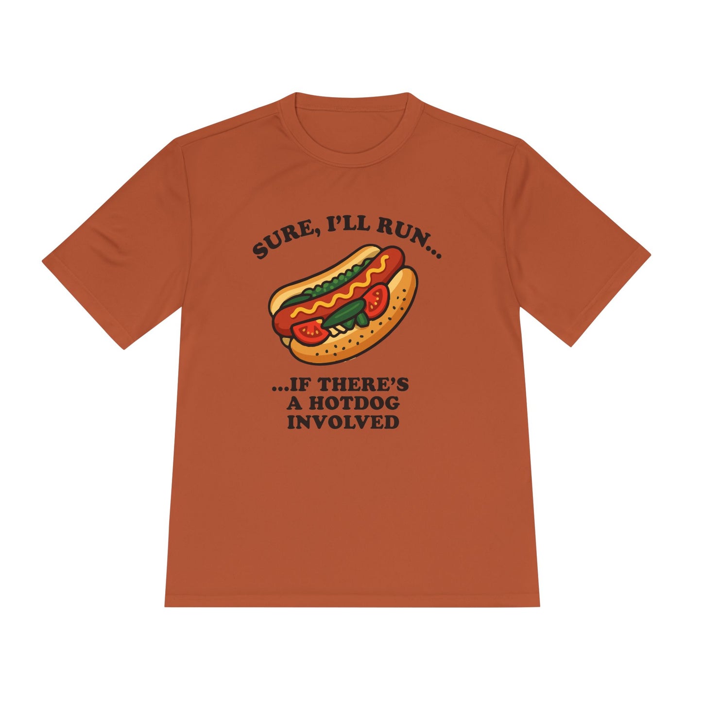 Funny Chicago Hot Dog Running Unisex Tee, Moisture Wicking Shirt, Marathon Training Shirt, Athletic Workout Top, Funny Foodie Shirt, Chicago