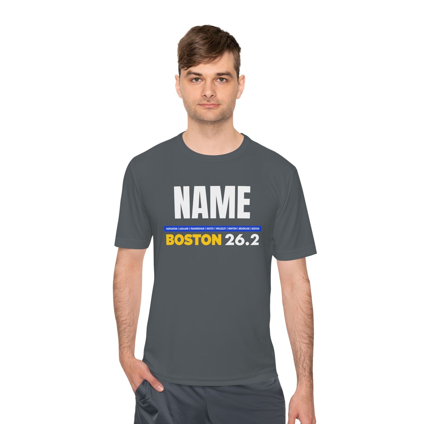Customizable Marathon Moisture Wicking Tee, Boston, Running Shirt, Gift for Runners, Sports Apparel, Marathon Shirt, Fitness Gift