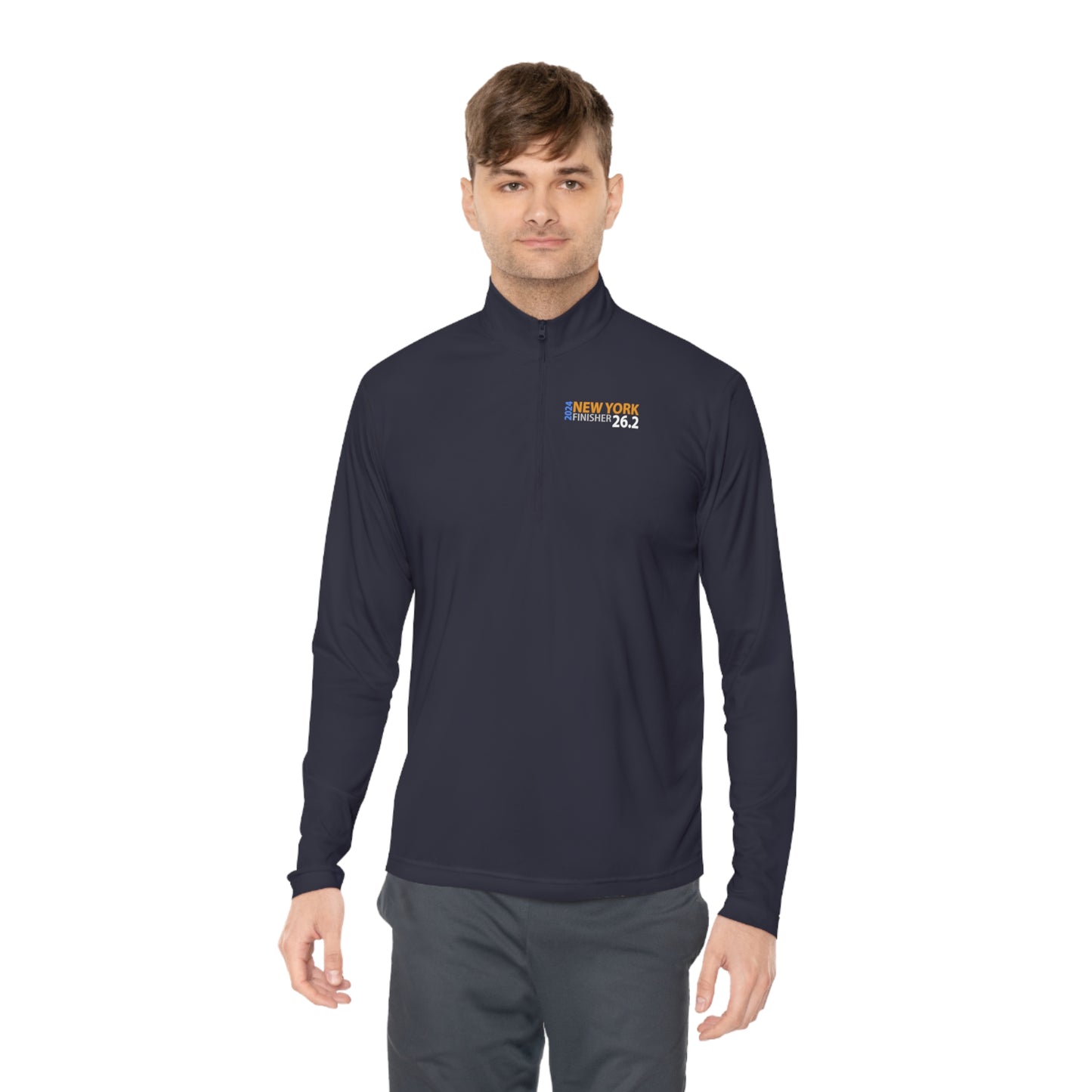 2024 NYC Finisher Unisex Quarter-Zip Pullover-Runs Large Check Size chart