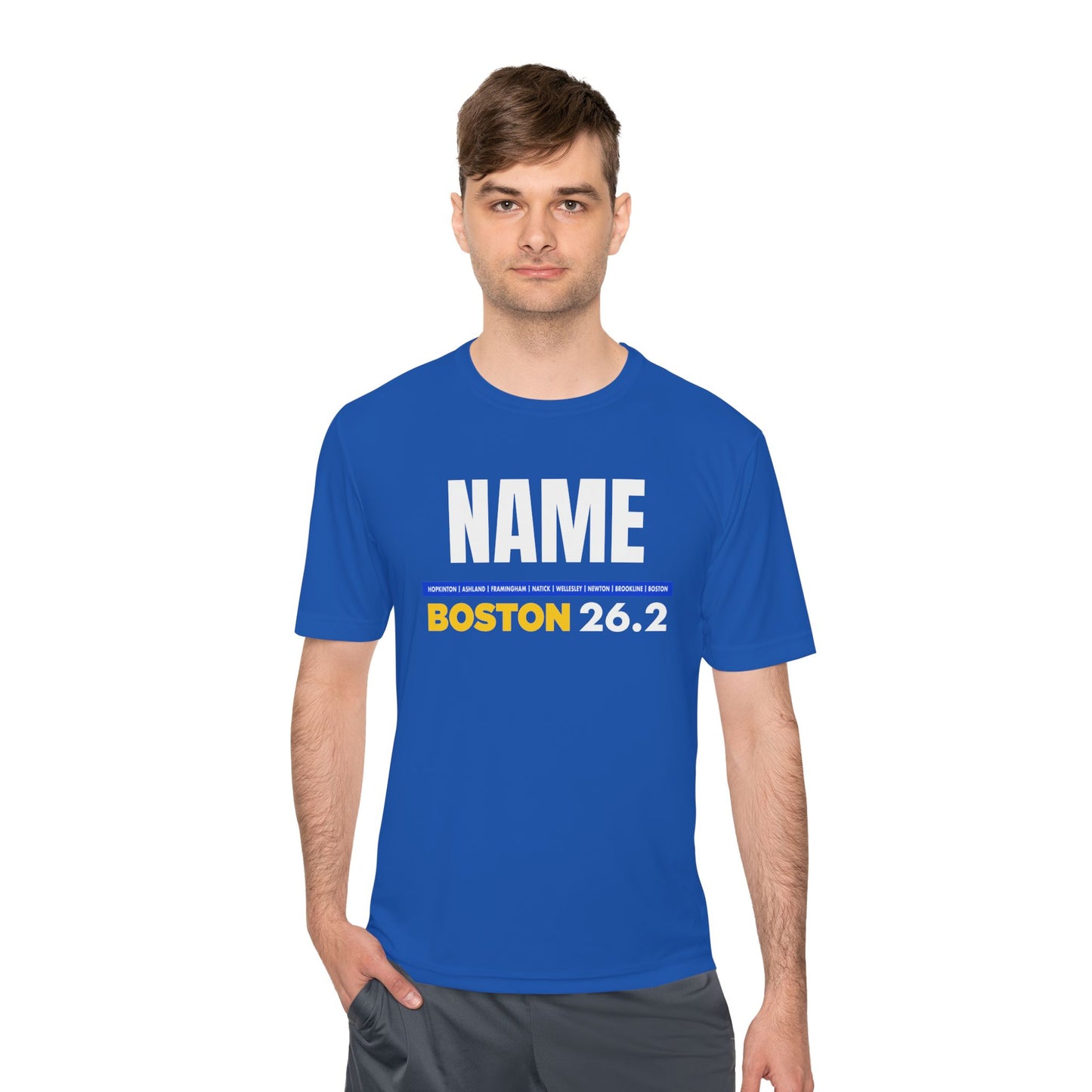 Customizable Marathon Moisture Wicking Tee, Boston, Running Shirt, Gift for Runners, Sports Apparel, Marathon Shirt, Fitness Gift