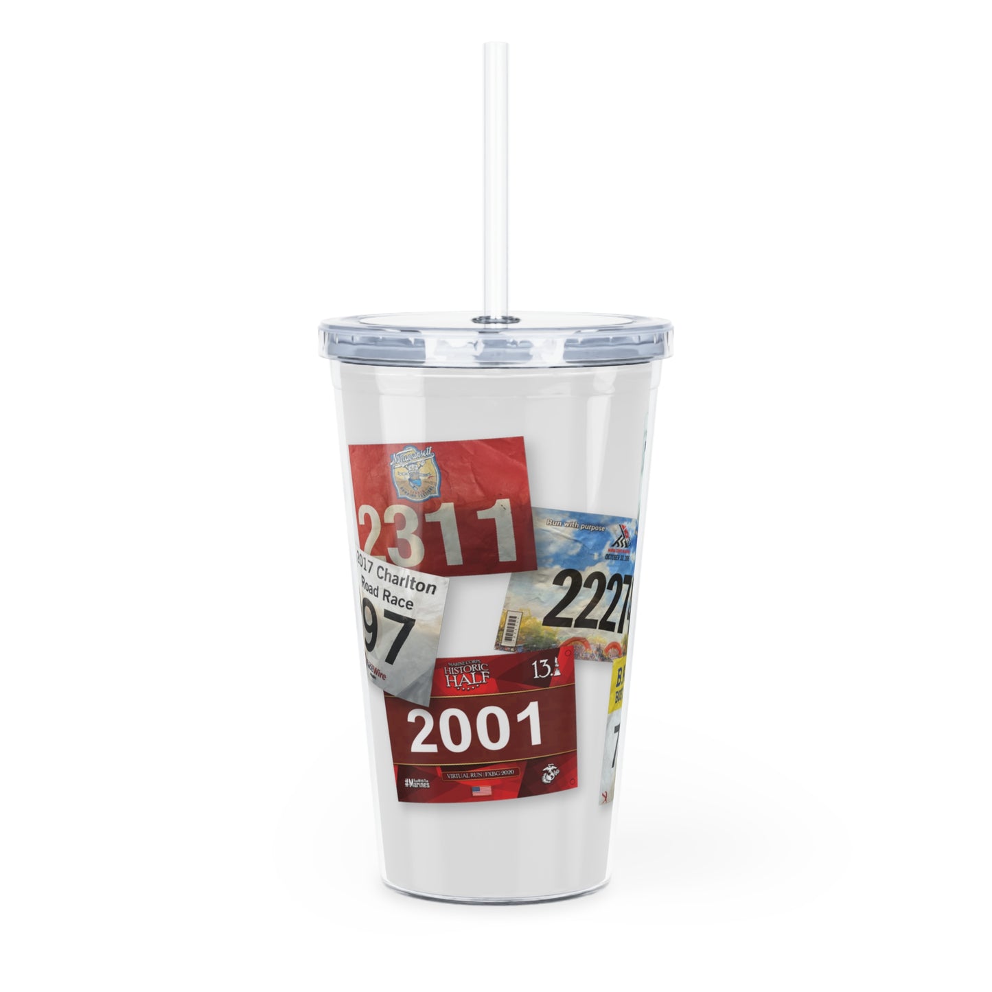 Race Bib Plastic Tumbler with Straw