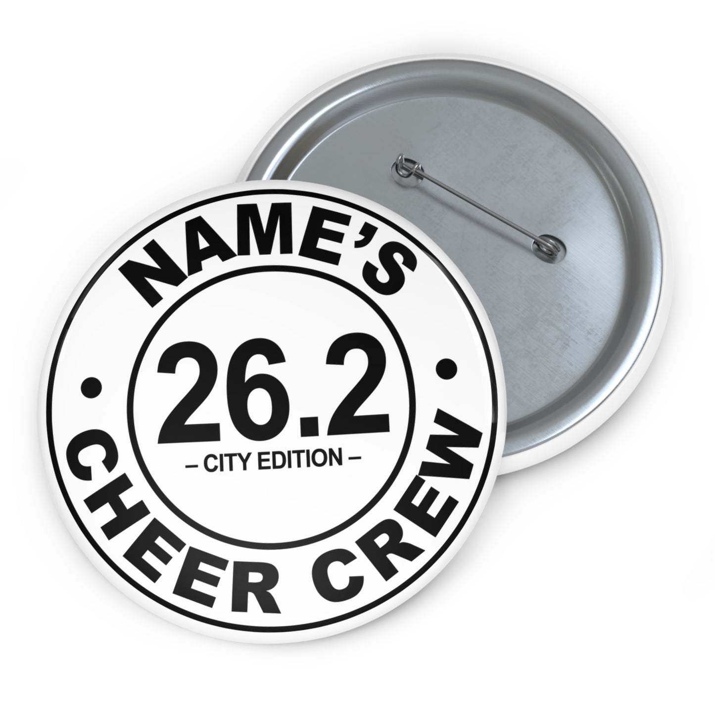 Personalized Cheer Crew Pin Buttons, Runner Gifts, Custom Name Badges, Marathon Accessories, Fun Event Pins, Race Day Celebration