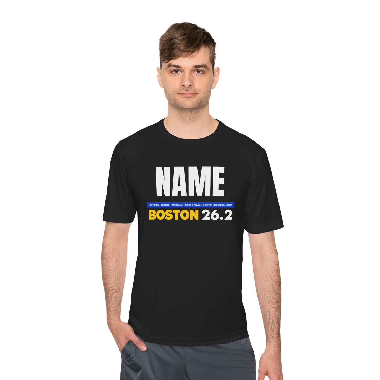 Customizable Marathon Moisture Wicking Tee, Boston, Running Shirt, Gift for Runners, Sports Apparel, Marathon Shirt, Fitness Gift