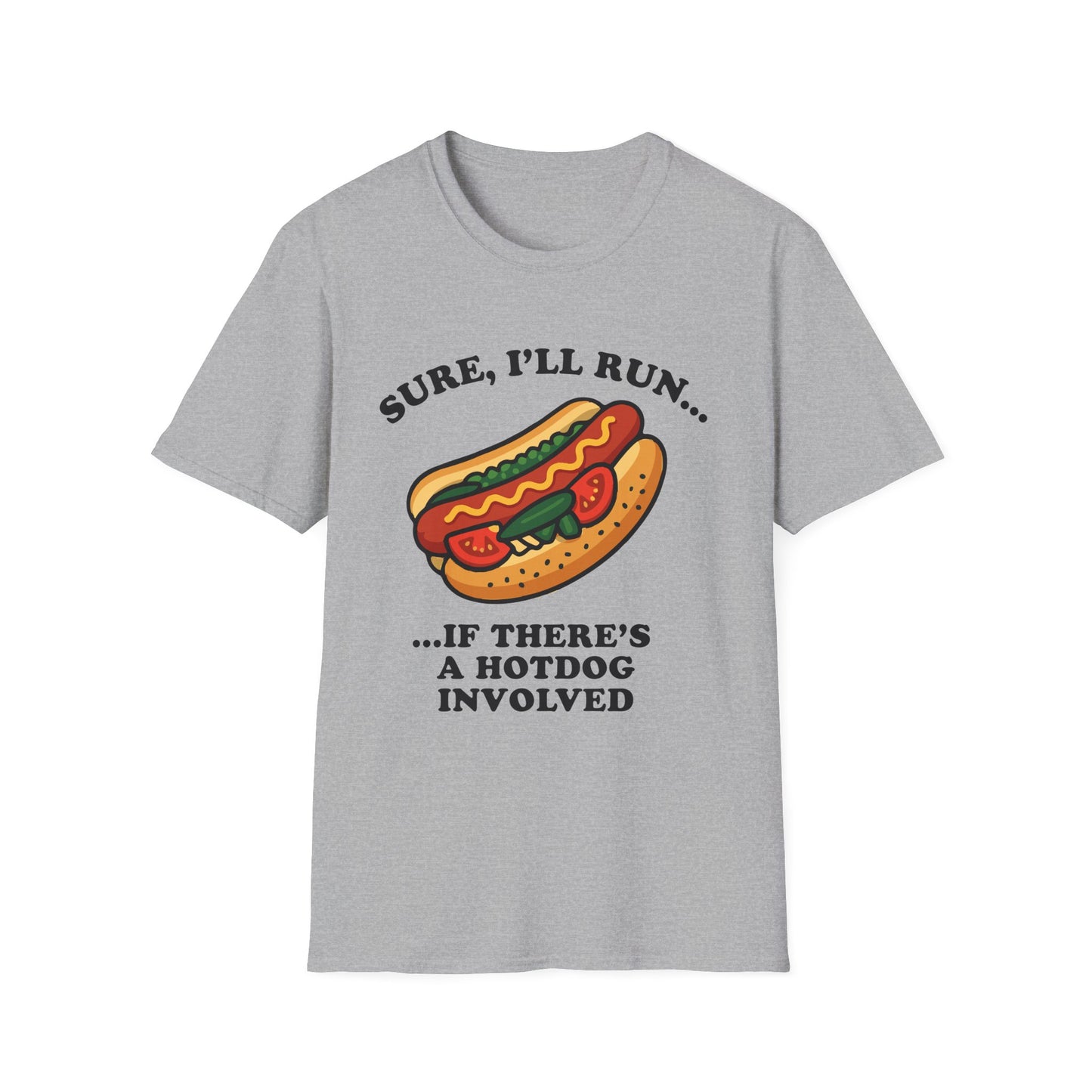 Funny Chicago Hotdog Running T-Shirt, Unisex Tee, Foodie Apparel, BBQ Gift, Summer Top, Comfy Casual Wear