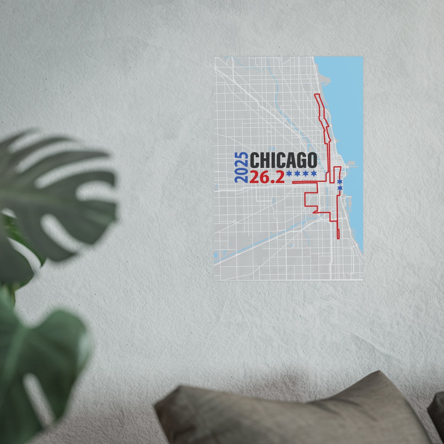 2025 Chicago 26.2 Map Poster, Running Decor, Gift for Runners, Sporty Home Art, Fitness Motivation Wall Art