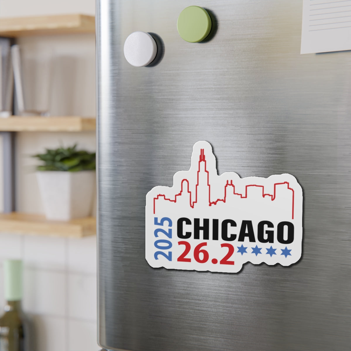 2025 Chicago 26.2 Die-Cut Magnet | 2025 Race Souvenir | Ideal for Runners, Fitness Enthusiasts, Wall Art, Refrigerator Decor, Gift Idea