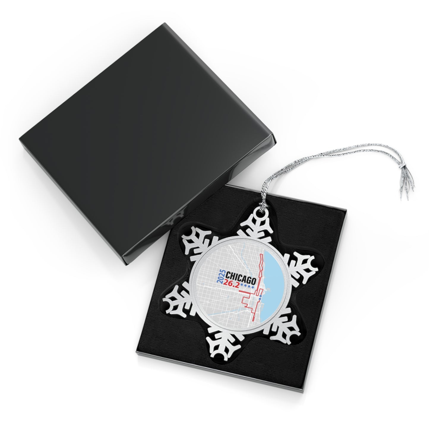 2025 Chicago 26.2 Pewter Snowflake Ornament, Winter Holiday Decor, Personalized Gift, Runner Keepsake, Festive Home Accent