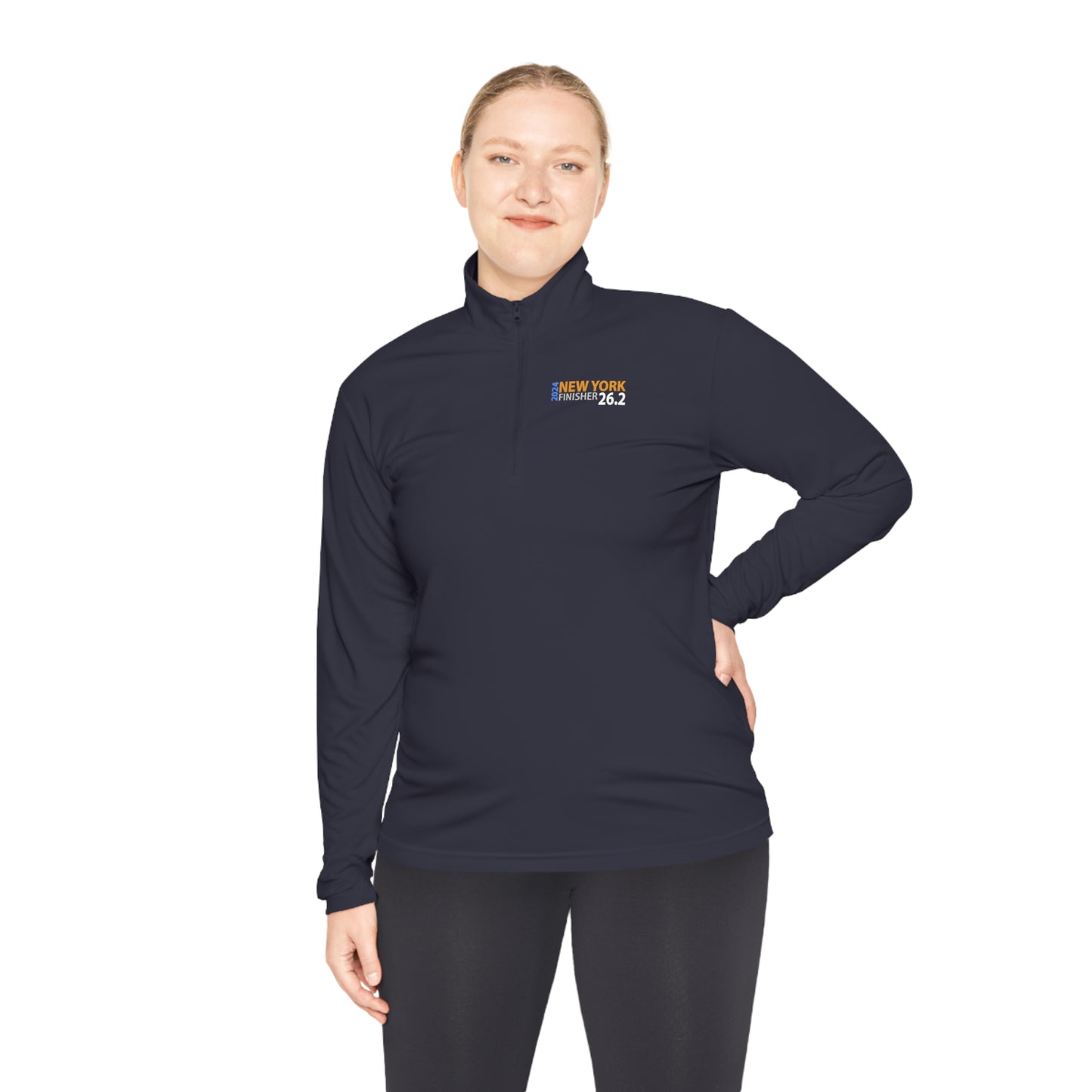 2024 NYC Finisher Unisex Quarter-Zip Pullover-Runs Large Check Size chart