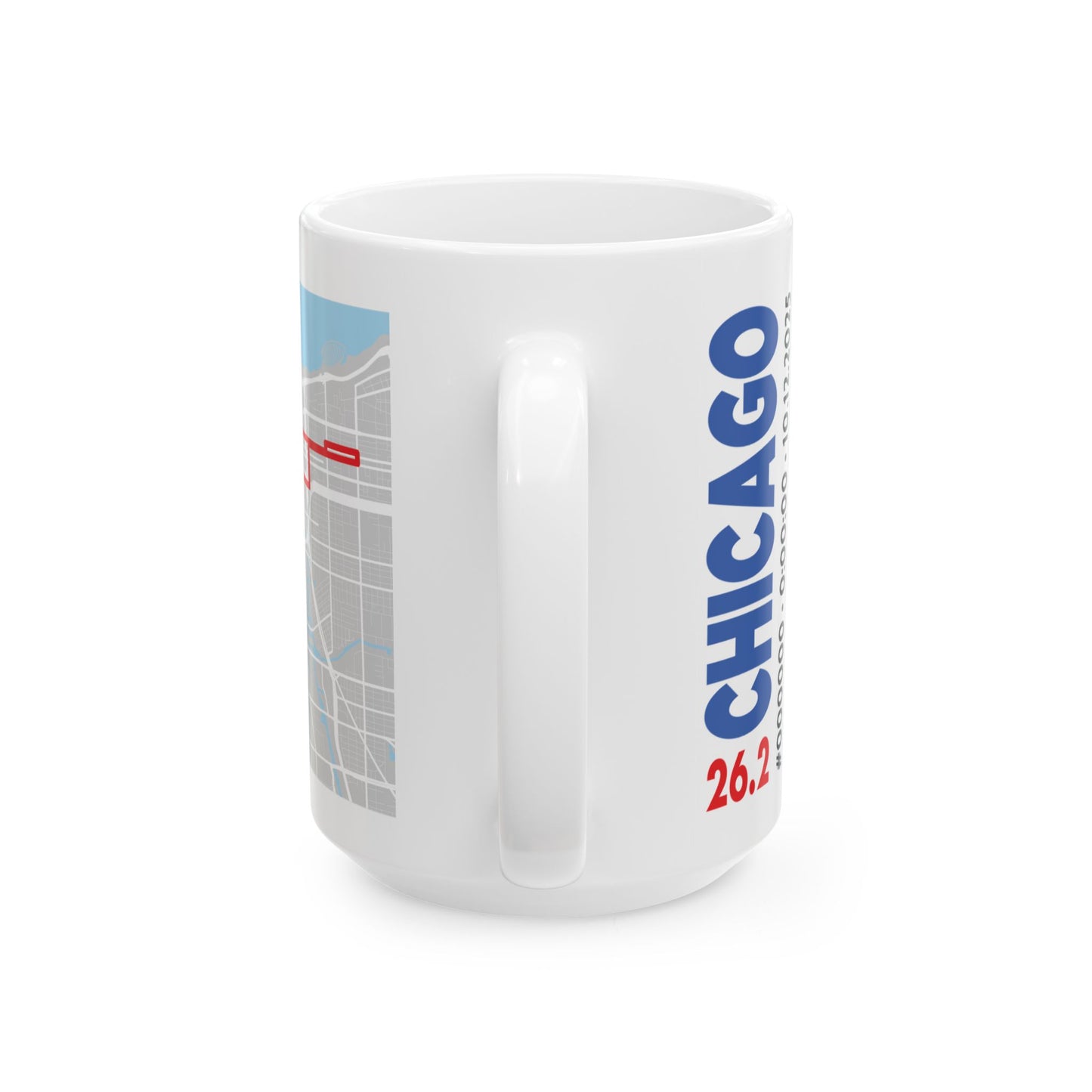 Customizable Chicago 26.2 Map Ceramic Mug | Coffee Cup for Runners | Gift for Marathon Enthusiasts | 11oz 15oz