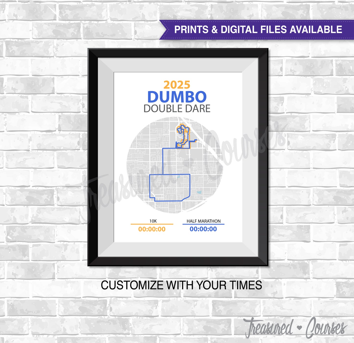 2025 Dumbo 19.3 - Digital File & Print options available, Custom Map, Race Map, GPS Map, Running Map, Race Results