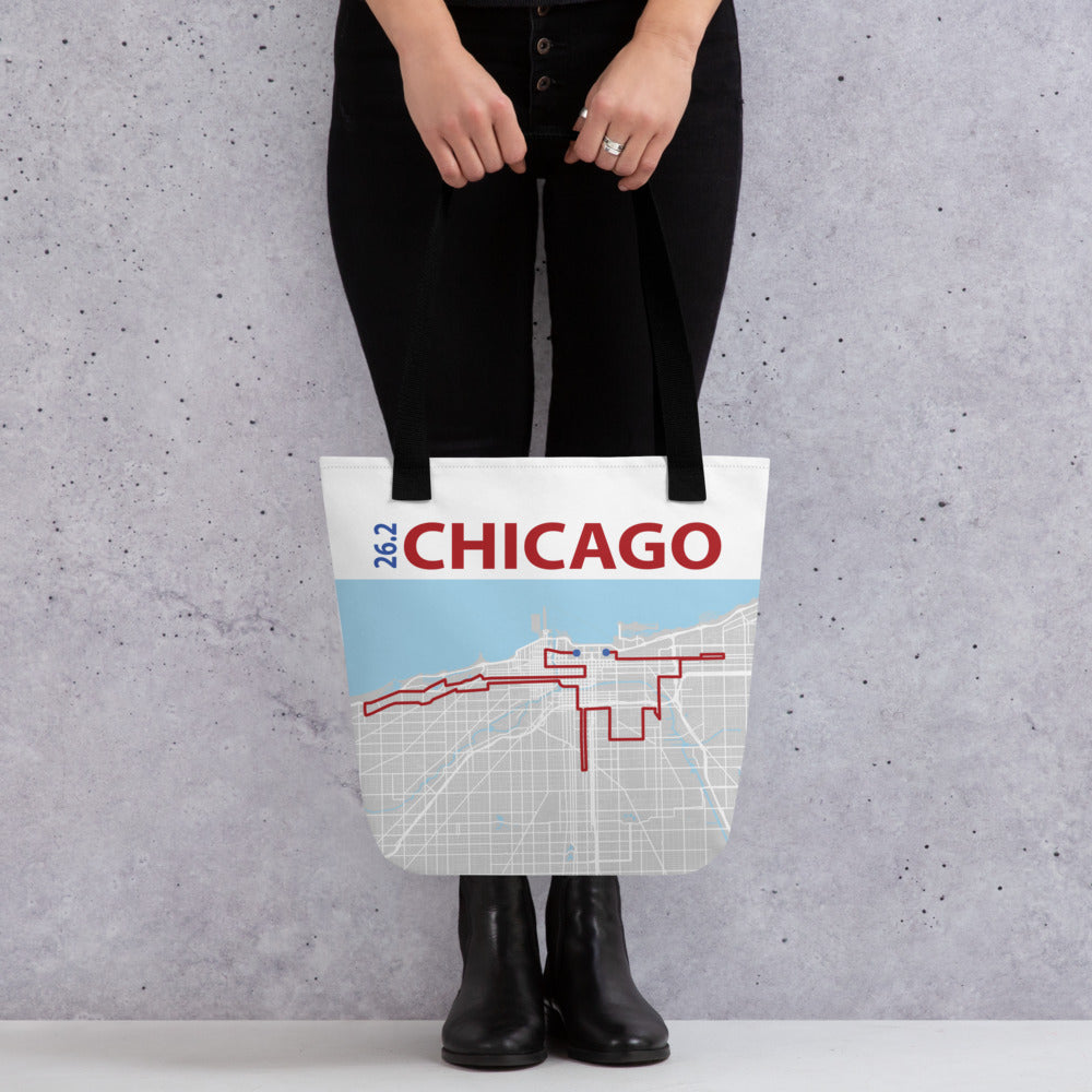 Black handle chicago tote bag