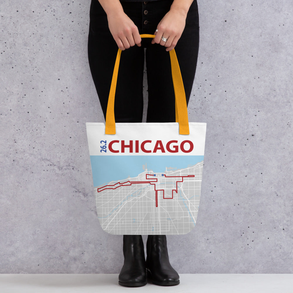 Orange Handle chicago tote bag
