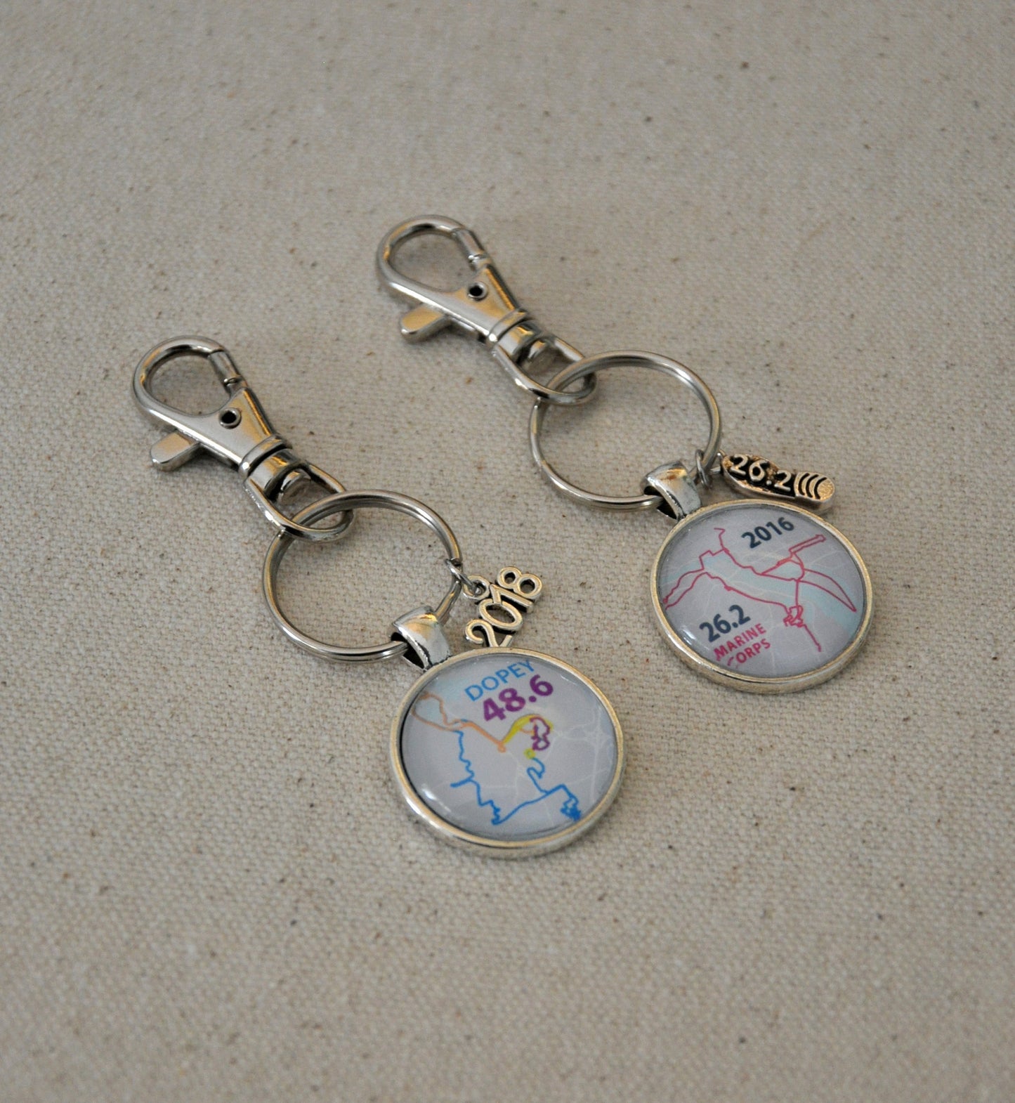 Custom Race Map Keychain, Marathon Keychain, 26.2, Half Marathon, Dopey, Boston, NYC, 13.1