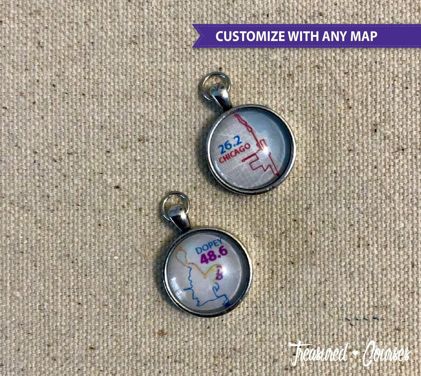 Custom Race Map Charm, Marathon, 26.2, Half Marathon, Dopey, Boston, NYC, 13.1, bangle, race bracelet