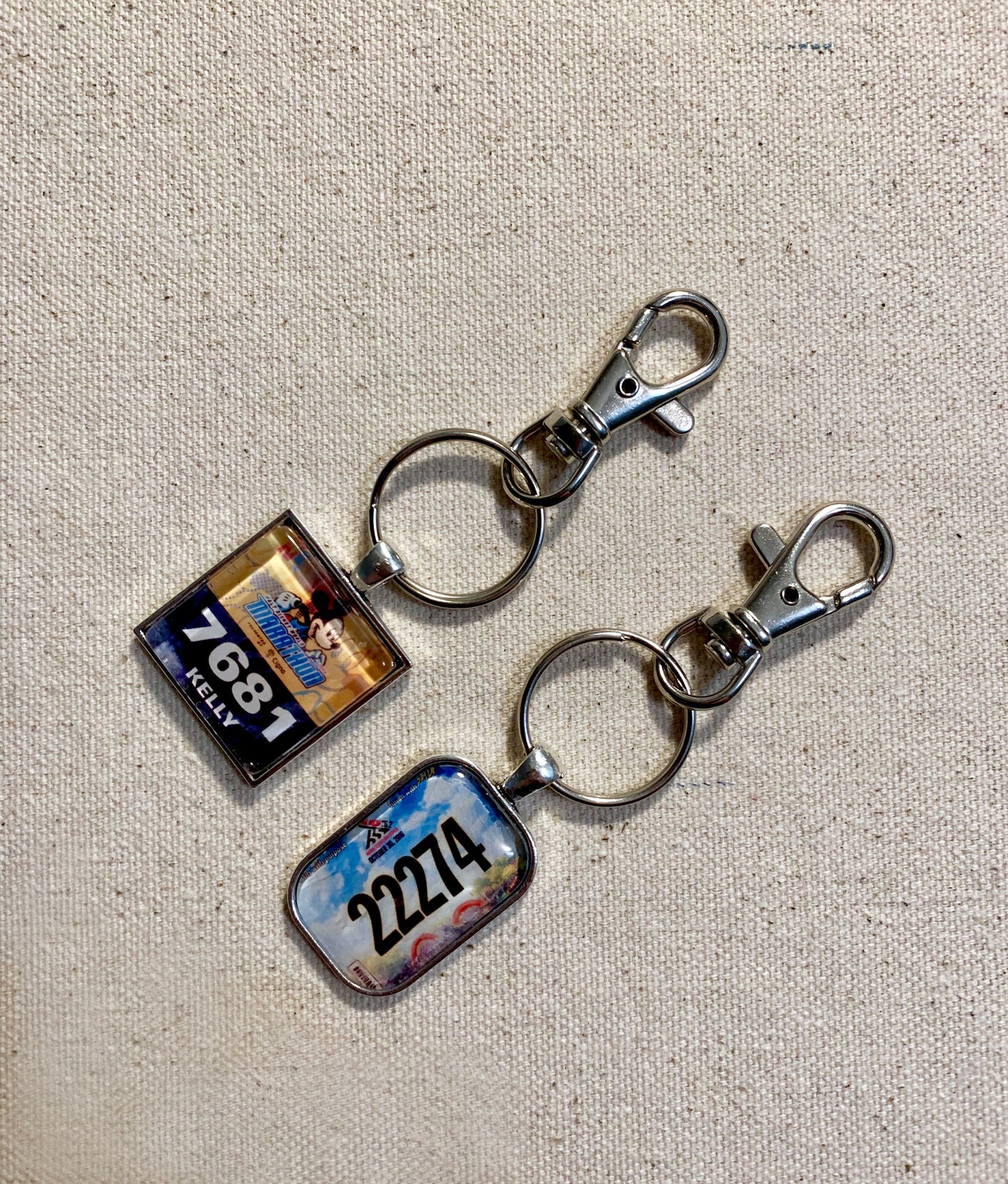 Custom Race Bib Keychain, Marathon, 26.2, Half Marathon, Dopey, Boston, NYC, 13.1, race keychain, running gift, running bib