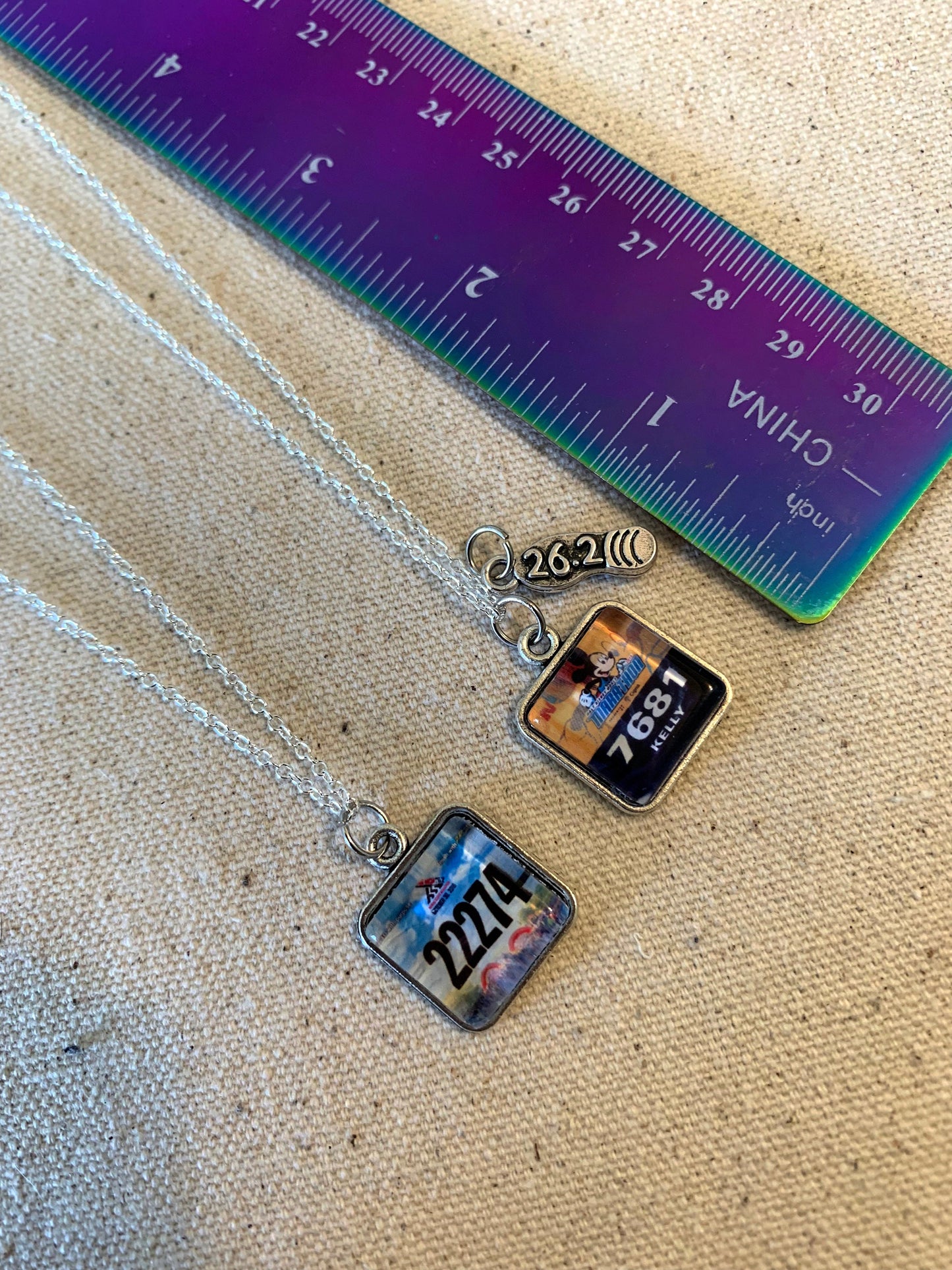 Custom Mini Race Bib Necklace, Marathon, 26.2, Half Marathon, Dopey, Boston, NYC, 13.1, race necklace, running gift, running jewelry