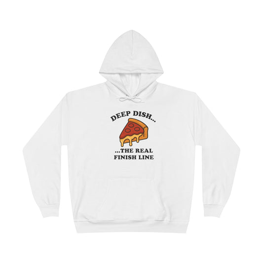 Humorous Deep Dish Running Hoodie, Unisex EcoSmart Pullover Sweatshirt, Perfect for Food Lovers, Running Events