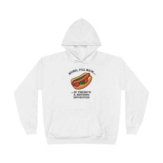 Humorous Hot Dog Hoodie, Unisex EcoSmart Pullover Sweatshirt, Perfect for Food Lovers, Running Events