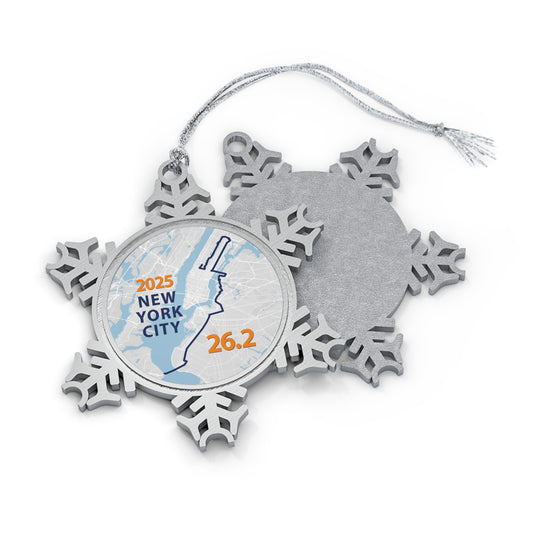 2025 NYC 26.2 Custom Pewter Snowflake Ornament