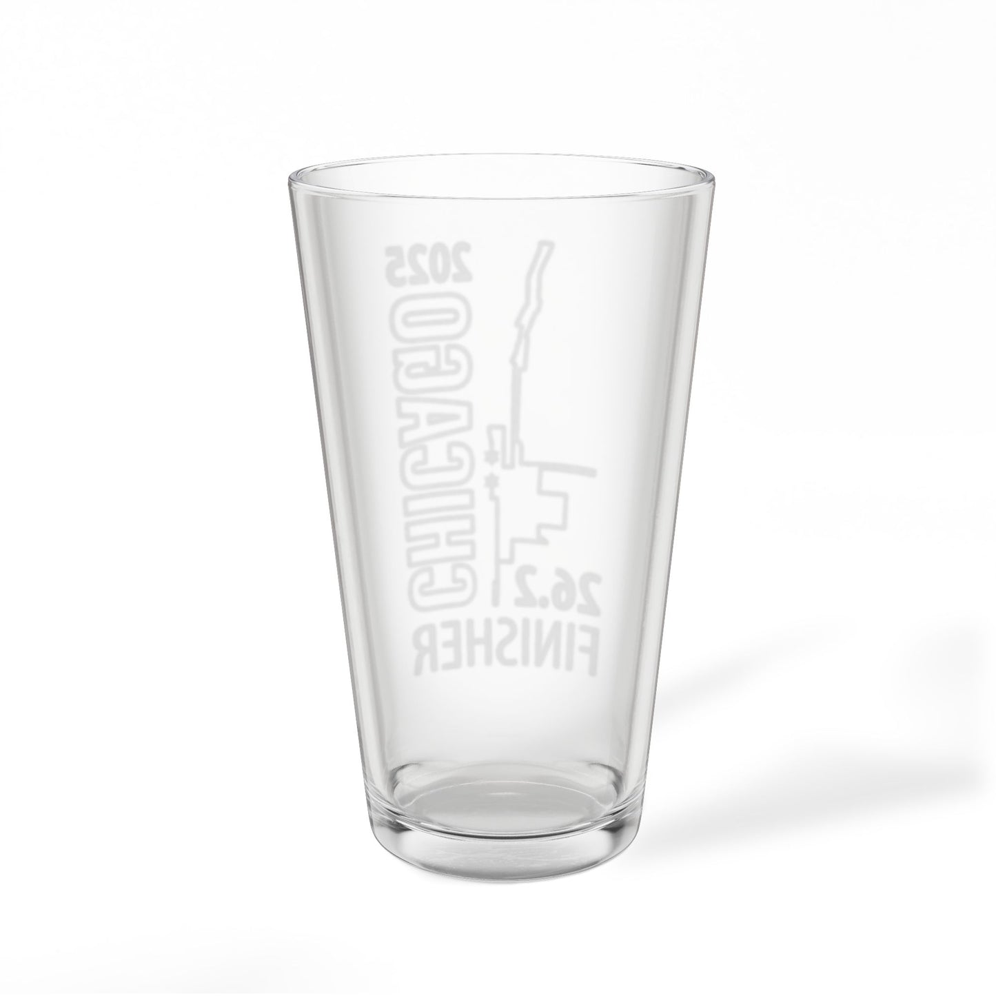 2025 Chicago 26.2 Finisher Pint Mixing Glass - 16oz Engraved