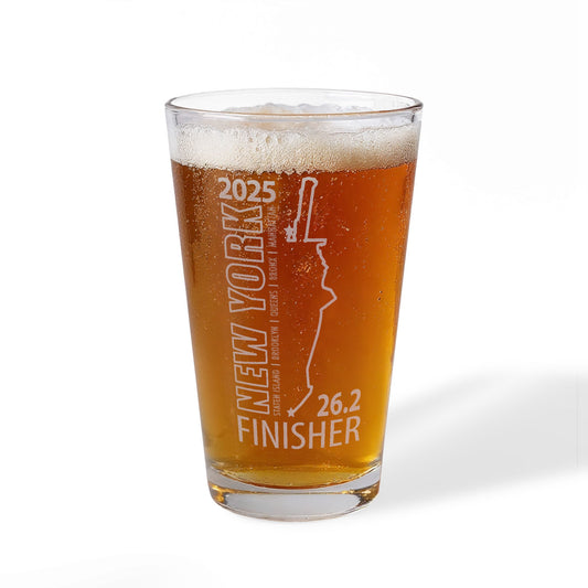 2025 NYC 26.2 Finisher Pint Mixing Glass - 16oz Engraved