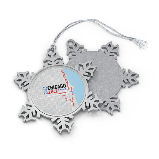 2025 Chicago 26.2 Pewter Snowflake Ornament, Winter Holiday Decor, Personalized Gift, Runner Keepsake, Festive Home Accent