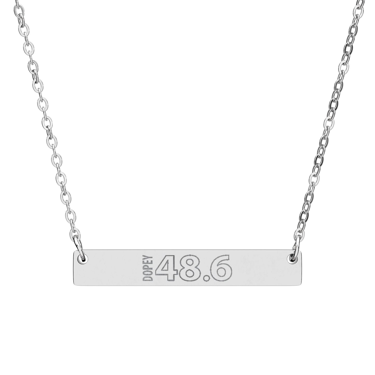 Dopey 48.6 Bar Necklace | Horizontal Engraved Pendant