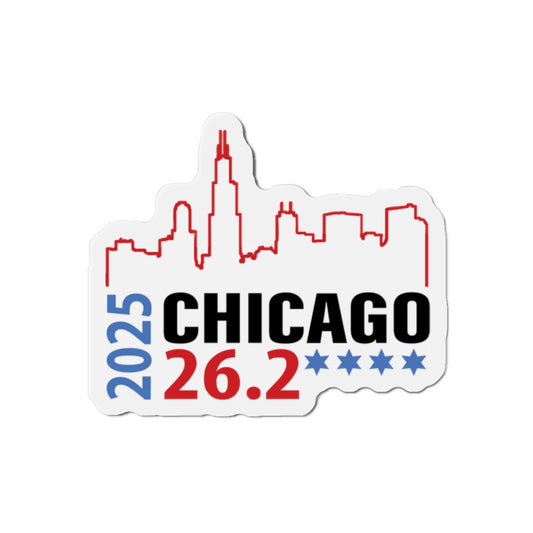2025 Chicago 26.2 Die-Cut Magnet | 2025 Race Souvenir | Ideal for Runners, Fitness Enthusiasts, Wall Art, Refrigerator Decor, Gift Idea